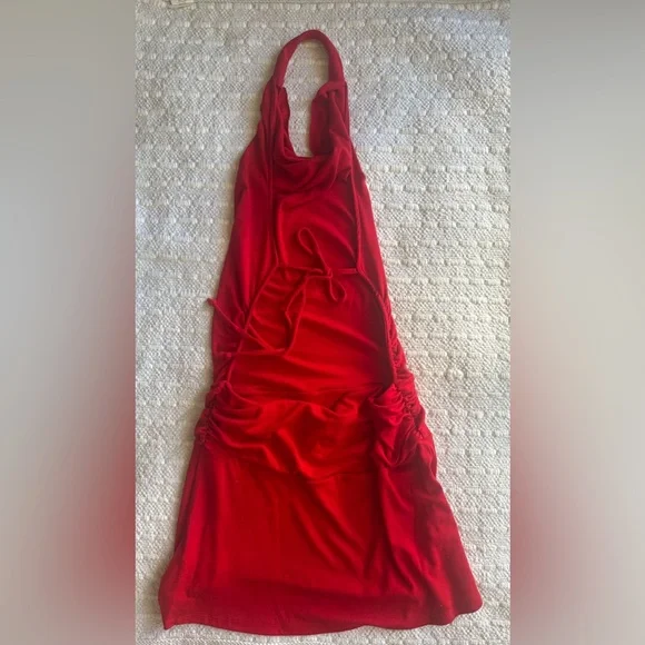 NWOT Free People Beach Valerie Halter Jersey knit Mini Dress in Red Sz M - Picture 4 of 10